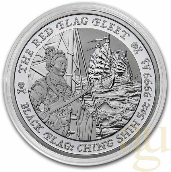 5 Unzen Silbermünze Tuvalu - Black Flag - The Red Flag Fleet 2021