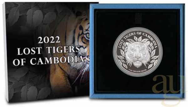 1 Unze Silbermünze Kambodscha Lost Tigers 2022 proof - High Relief