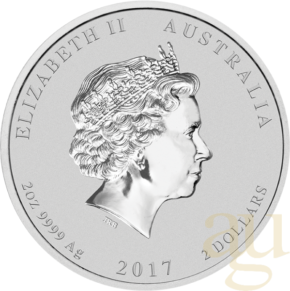 2 Unzen Silbermünze Australien Lunar II Hahn 2017