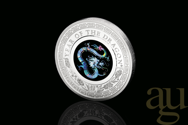 1 Unze Silbermünze Australien Lunar III Opal Drache 2024 - polierte platte