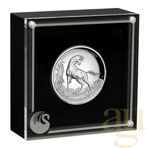 2 Unzen Silbermünze Australien Brumby 2022 - High Relief - polierte Platte