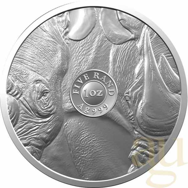 1 Unze Silbermünze Südafrika Big Five Nashorn 2020