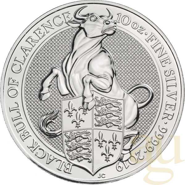 10 Unzen Silbermünze Queens Beasts Black Bull 2019