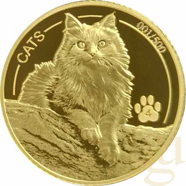 1/10 Unze Goldmünze Fiji Cats 2025 - prooflike