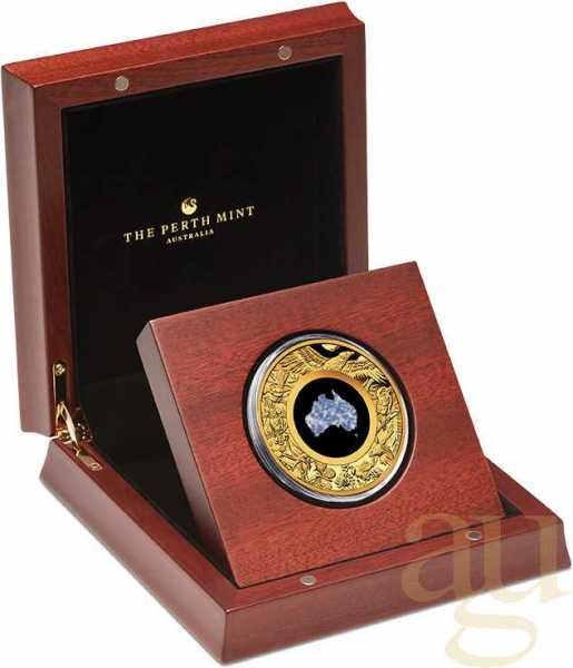 2 Unzen Goldmünze Australien Great Southern Land Blue Lepidolite 2025 - polierte Platte