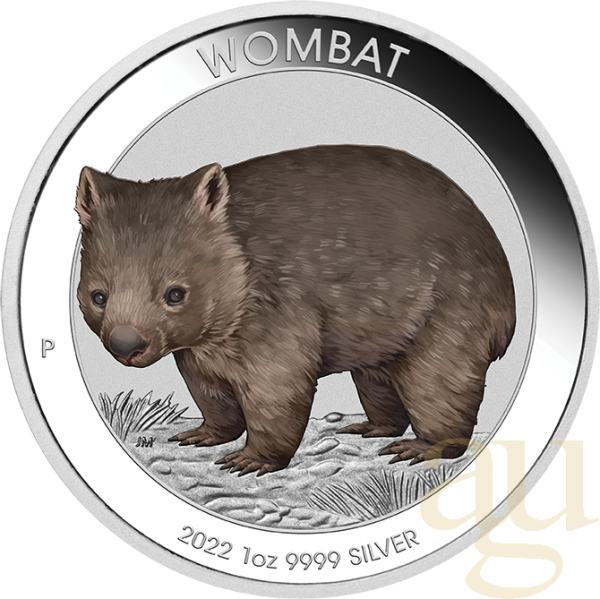 1 Unze Silbermünze Australien Wombat 2022 coloriert - Coincard