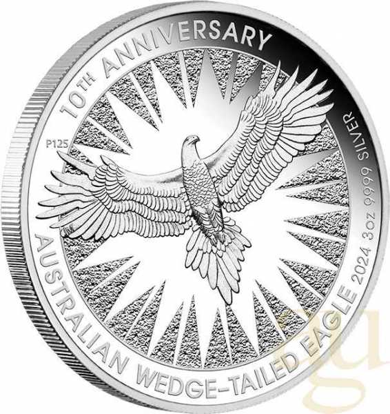 3 Unzen Silbermünze Australien Wedge Tailed Eagle 2024 - polierte Platte