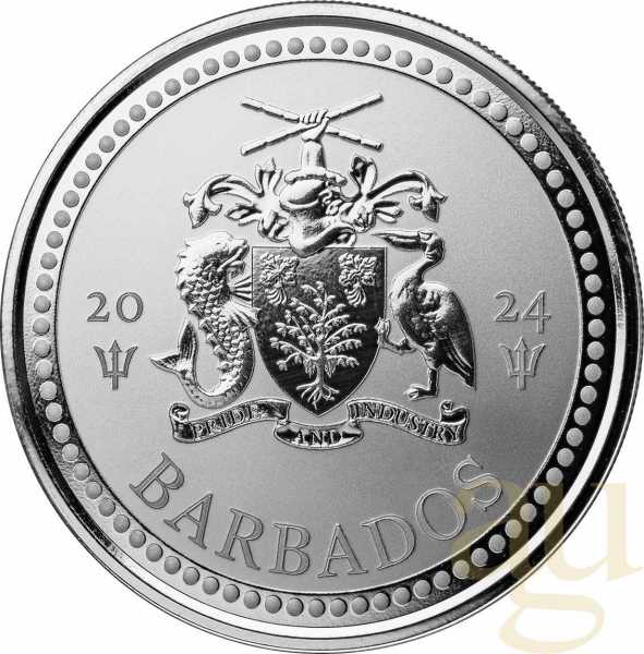 1 Unze Silbermünze Barbados Trident 2024