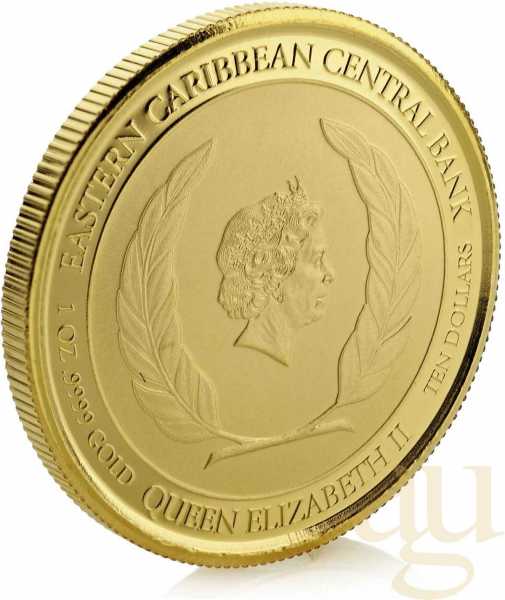 1 Unze Goldmünze EC8 St. Vincent & The Grenadines - Seaplane 2018 coloriert