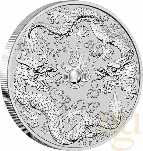 1 Unze Silbermünze Australien Drache & Drache 2019