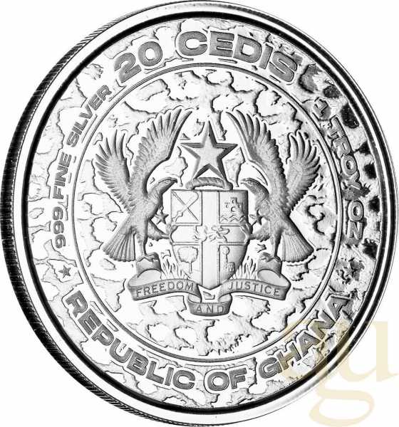 1 Unze Silbermünze Afrika Ghana Leopard 2023