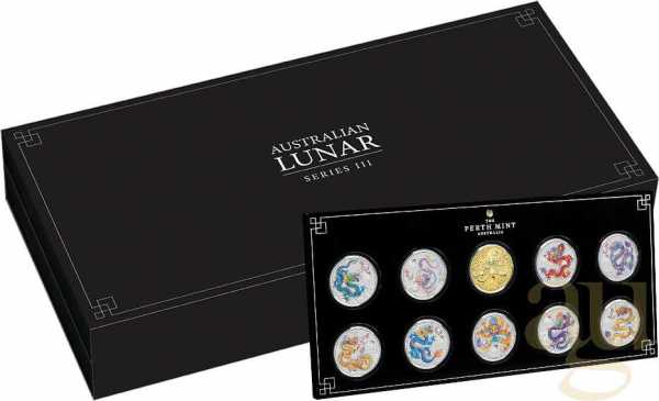 Australien Lunar III Drache 2024 - 1/2 Unze 10 Coin Set