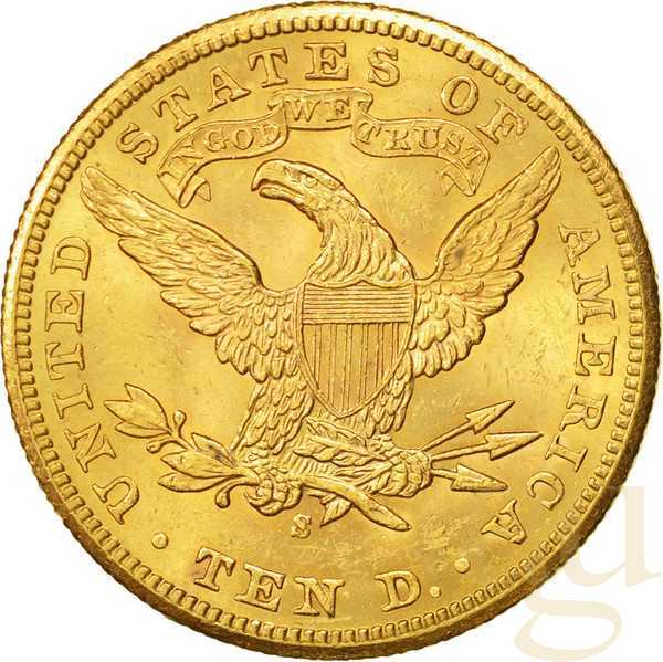 10$ Goldmünze Eagle Liberty Head - Kopf