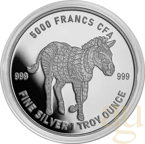 1 Unze Silbermünze Republic of Tschad Mandala Zebra 2022