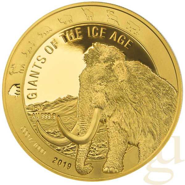 1 Unze Goldmünze Giganten der Eiszeit - Wollmammut 2019
