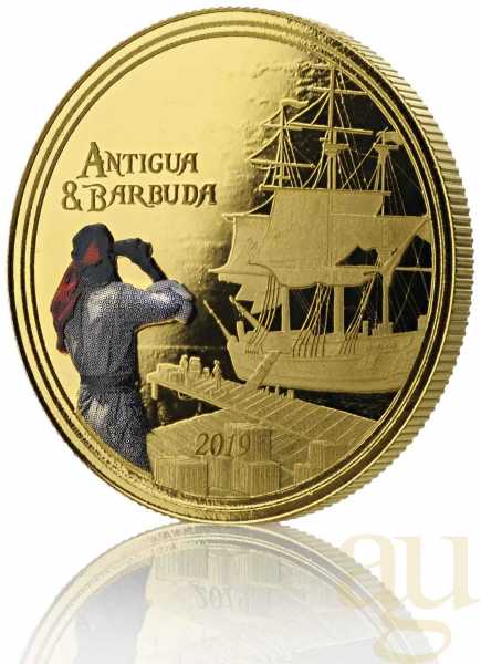 1 Unze Goldmünze EC8 Antigua & Barbuda - Rum Runner 2019 - coloriert