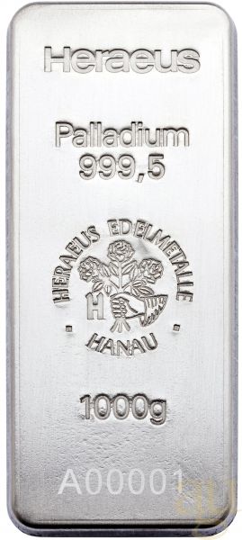 1.000 Gramm Palladiumbarren Heraeus