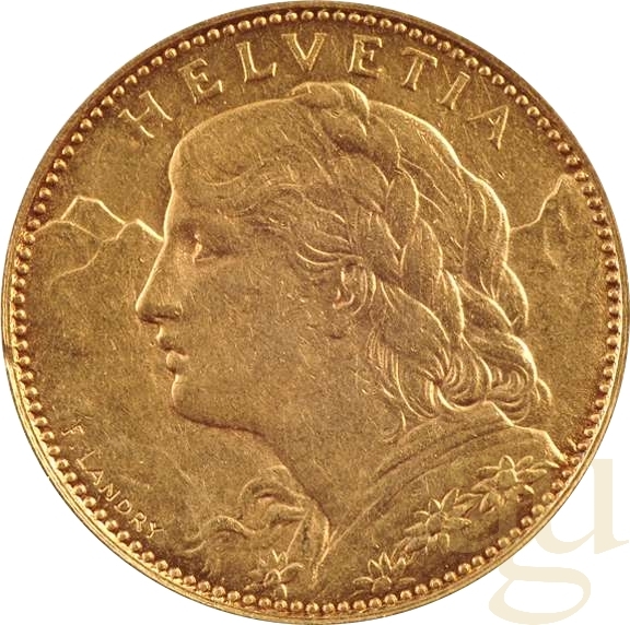 10 schweizer Franken Goldmünze Vreneli 1911