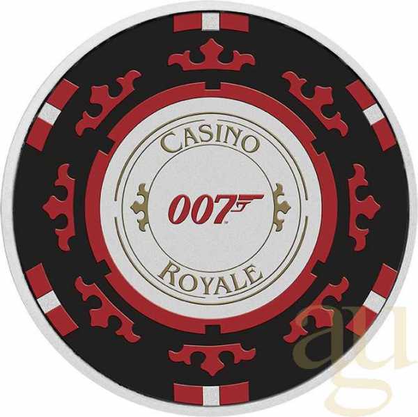 1 Unze Silbermünze Tuvalu James Bond - Casino Royale Chip 2023 coloriert - Coincard