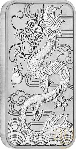 1 Unze Silbermünze Perth Mint Rectangular Dragon 2018