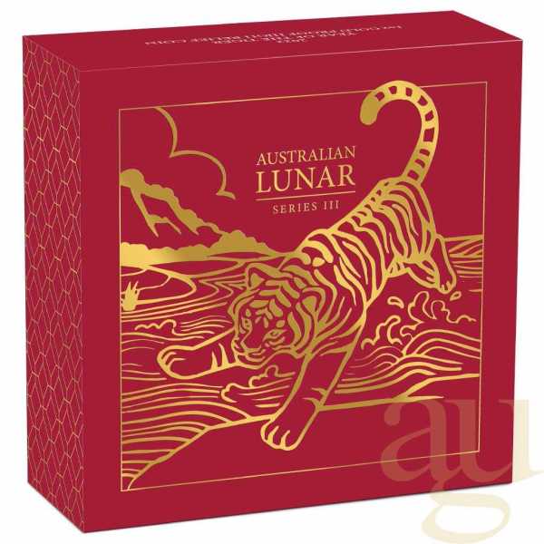 1 Unze Goldmünze Australien Lunar III Tiger 2022 - polierte Platte - High Relief