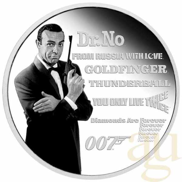 1 Unze Silbermünze Tuvalu James Bond 007 - Sean Connery 2021 - proof coloriert