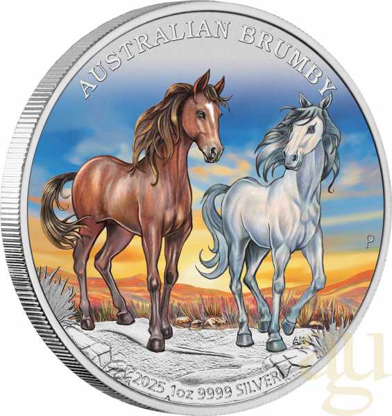 1 Unze Silbermünze Australien Brumby 2025 - coloriert