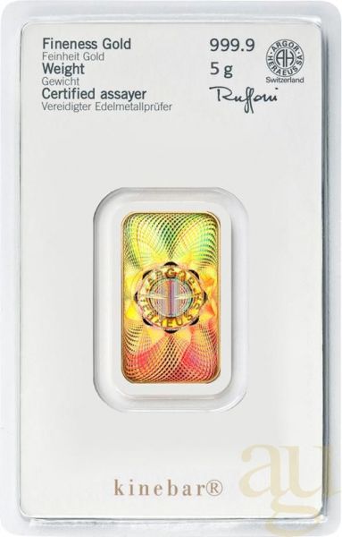 5 Gramm Goldbarren Heraeus Kinebar