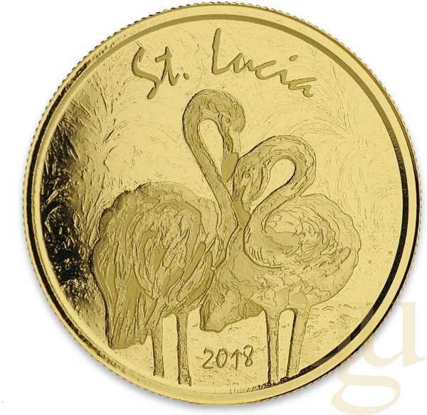 1 Unze Goldmünze EC8 St. Lucia - Flamingo 2018