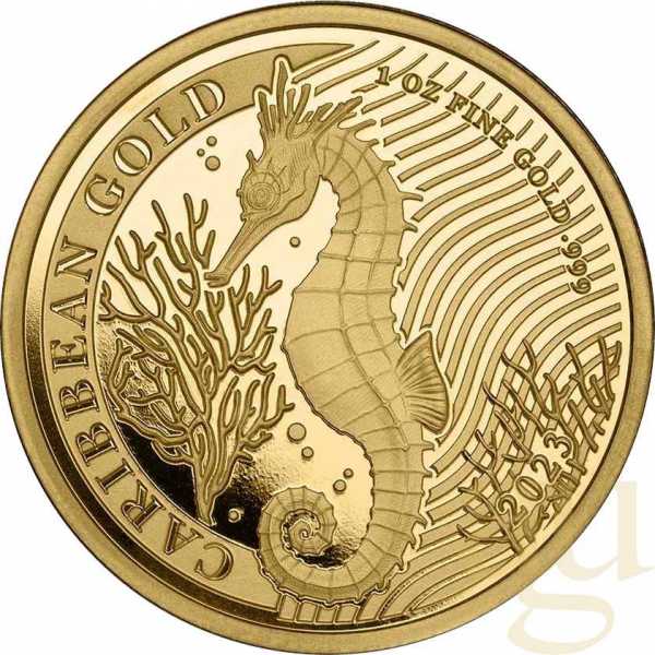 1 Unze Goldmünze Barbados Seepferdchen 2023