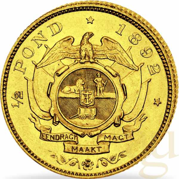 1/2 Pfund Goldmünze Südafrika Ohm Krüger 1892-1897