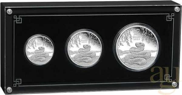 Silbermünze Australien Lunar III Schlange 2025 - polierte Platte - Three Coin Set