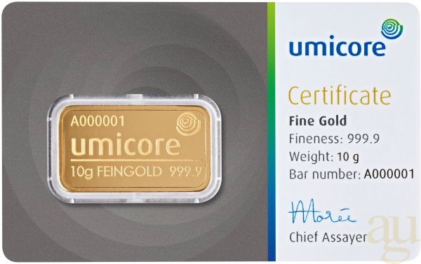 10 Gramm Goldbarren Umicore