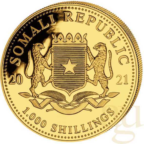 1 Unze Goldmünze Somalia Elefant 2021
