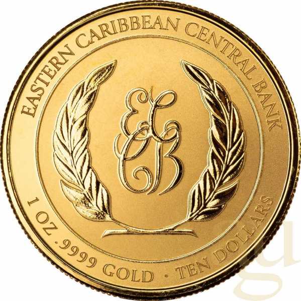 1 Unze Goldmünze EC8 St. Kitts & Nevis - Conch Shell 2023 - coloriert