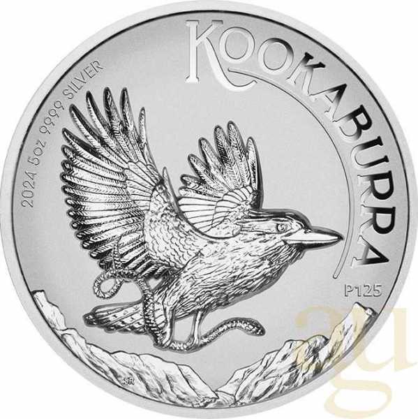 5 Unzen Silbermünze Australien Kookaburra 2024 - Incused Coin