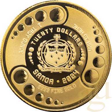 1 Unze Goldmünze Samoa Alien 2024 - Coloriert