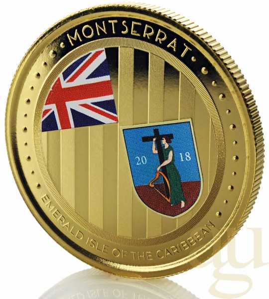 1 Unze Goldmünze EC8 Montserrat - Emerald Isle of the Caribbean - coloriert