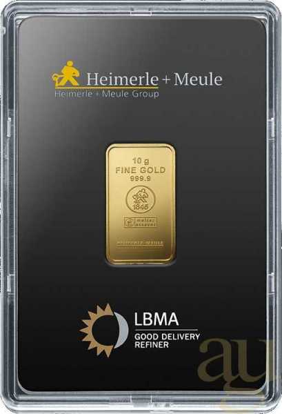 10 Gramm Goldbarren Heimerle + Meule