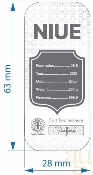 250 Gramm Silber Argor Heraeus Niue Münzbarren