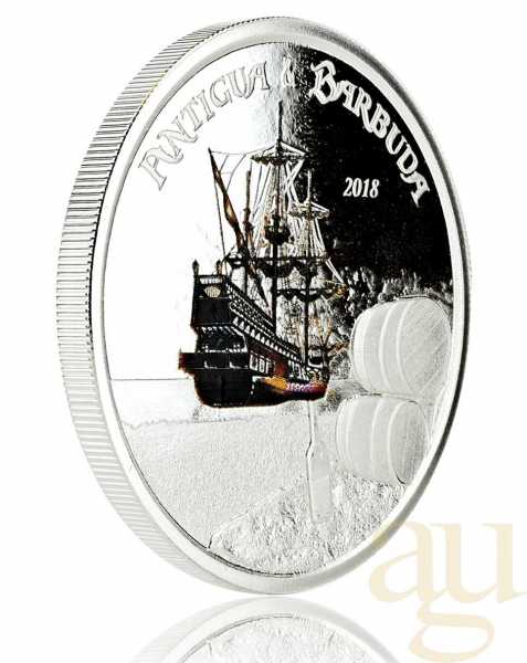1 Unze Silbermünze EC8 Antigua & Barbuda - Rum Runner 2018 - coloriert