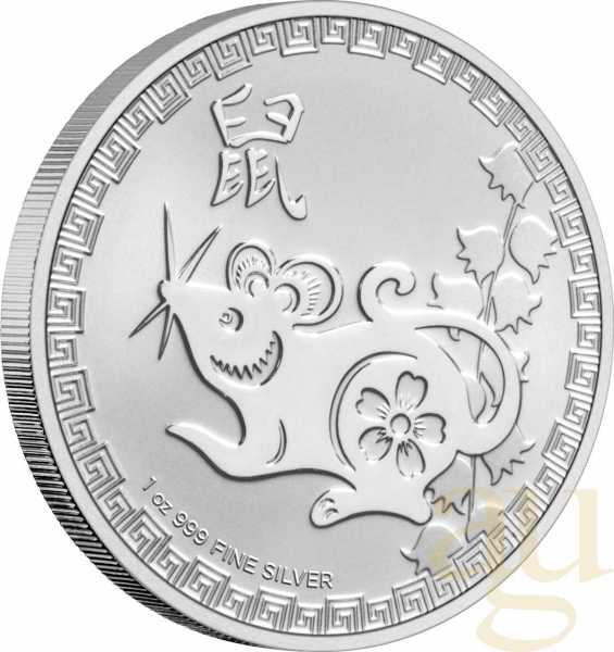 1 Unze Silbermünze Niue Lunar Ratte 2020