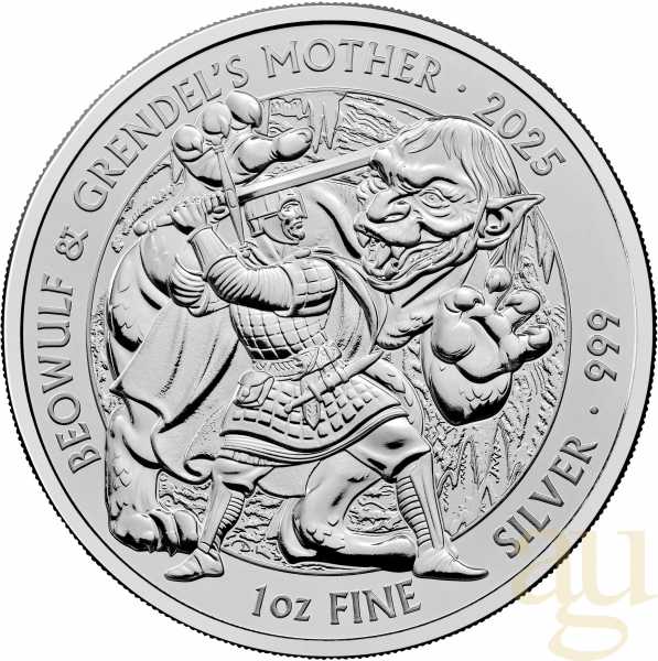 1 Unze Silbermünze Myths and Legends - Beowulf and Grendel's Mother 2025