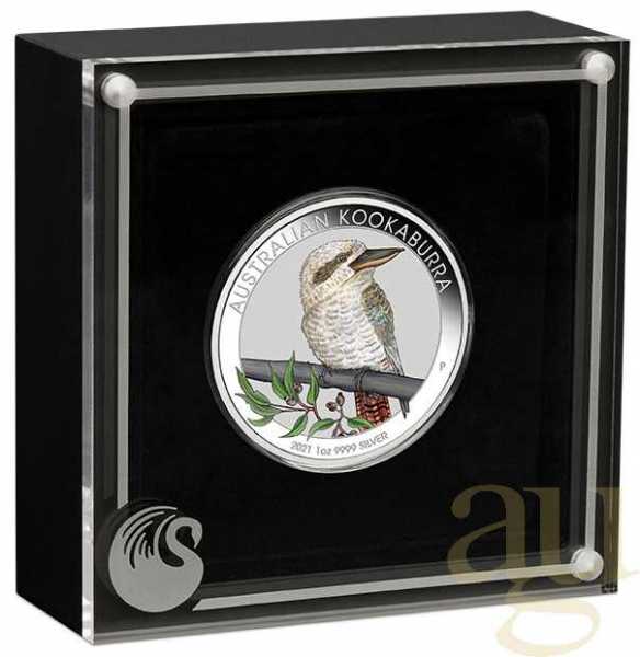1 Unze Silbermünze Australien Kookaburra 2021 - coloriert