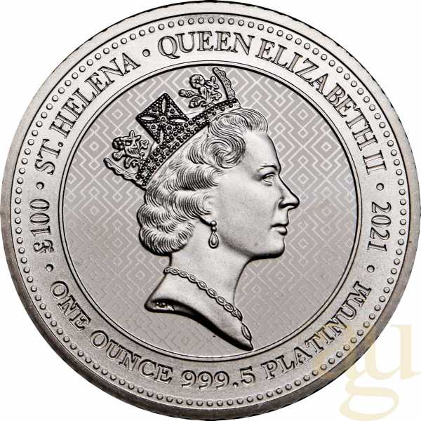 1 Unze Platinmünze St. Helena - The Queen´s Virtues - Victory 2021