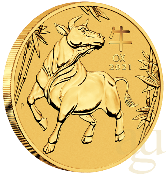1/20 Unze Goldmünze Australien Lunar III Ochse 2021