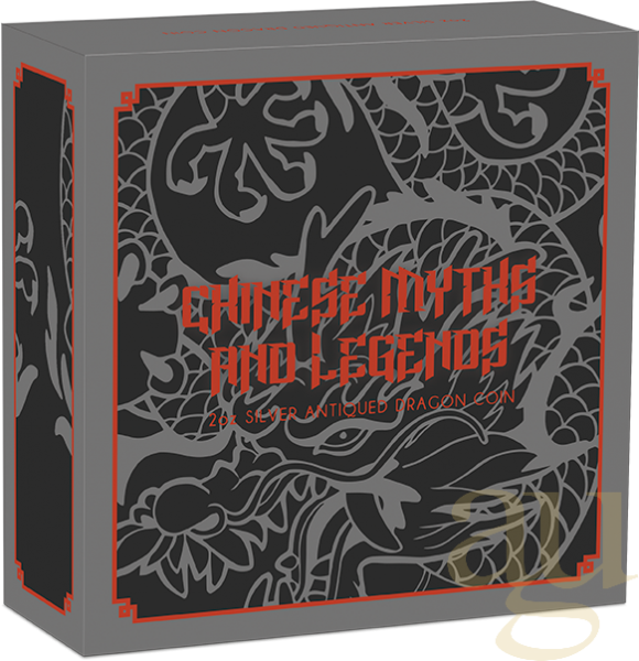 2 Unzen Silbermünze Australien Drache 2022 - Antik Finish