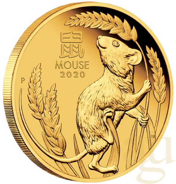 1/4 Unze Goldmünze Australien Lunar III Maus 2020 - polierte Platte