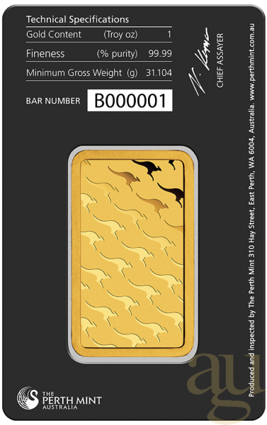 31,1 Gramm Goldbarren Perth Mint - Känguru