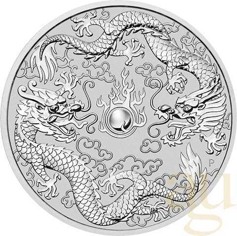 10 Unzen Silbermünze Australien Double Dragon 2021